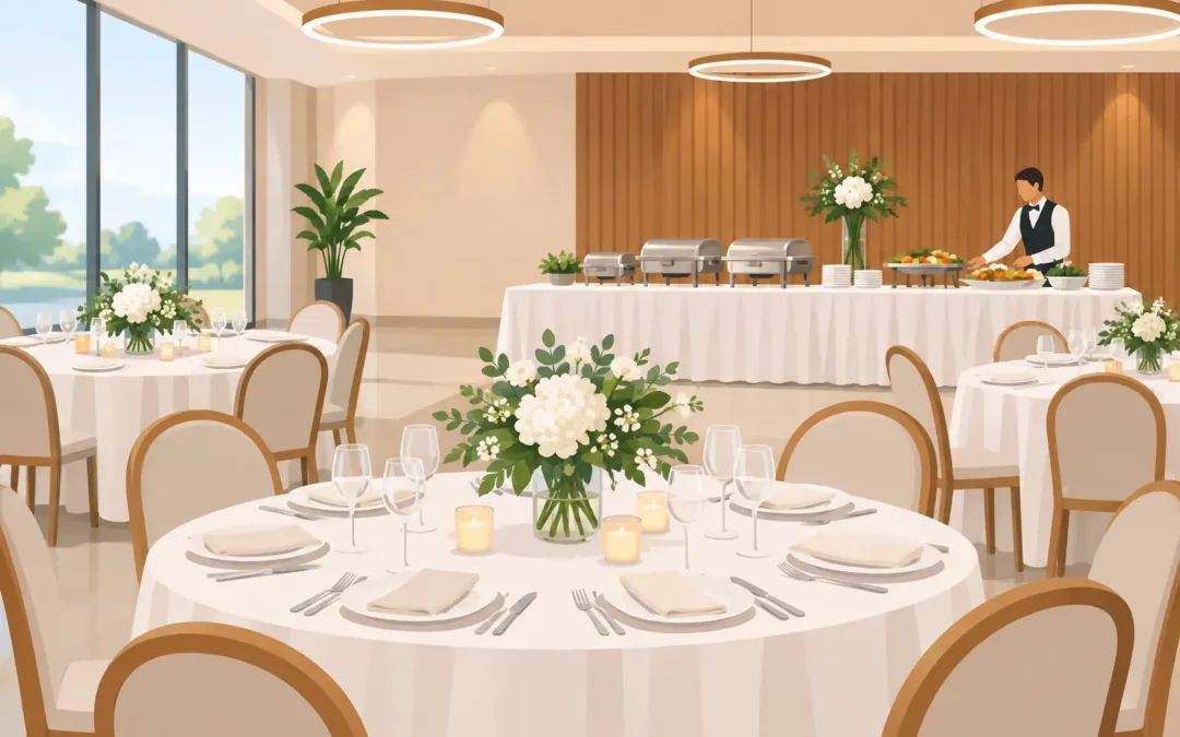 Salón con servicio de banquete para celebrar